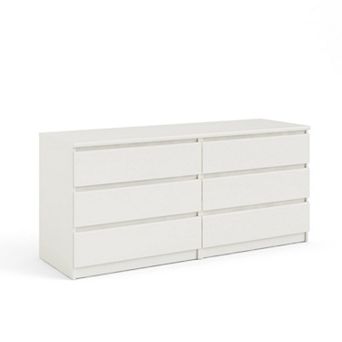 LOVMOR 6 Drawer Double Dresser for Bedroom Living Room Hallway white