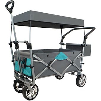 LOVMOR Push Pull Utility Wagon with Removable Canopy