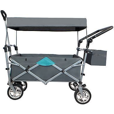 LOVMOR Push Pull Utility Wagon with Removable Canopy