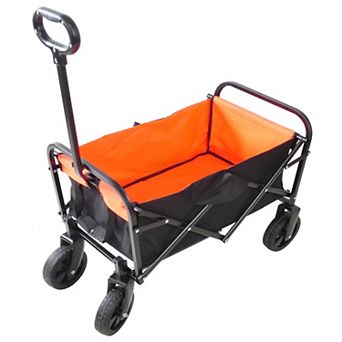 LOVMOR Mini Folding Wagon Garden Shopping Beach Cart Black Yellow