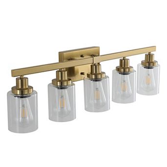 LOVMOR 31 Golden 5 Light Vanity Clear Glass for Bathroom Dressing Table No Bulbs