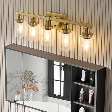 LOVMOR 31 Golden 5 Light Vanity Clear Glass for Bathroom Dressing Table No Bulbs