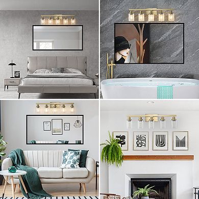 LOVMOR 31 Golden 5 Light Vanity Clear Glass for Bathroom Dressing Table No Bulbs