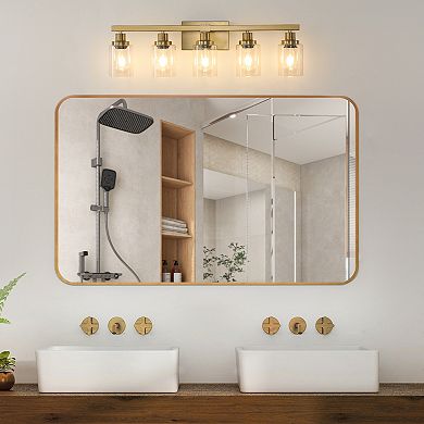 LOVMOR 31 Golden 5 Light Vanity Clear Glass for Bathroom Dressing Table No Bulbs