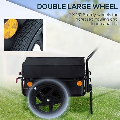 LOVMOR Aosom Bicycle Cargo Trailer Removable Box Waterproof Cover 16 Wheels