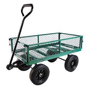 LOVMOR Green Solid Wheels Wagon Cart Tools Cart Firewood Transport