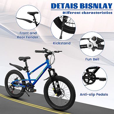 LOVMOR 20 Inch Kids Mountain Bike 612 Years 7 Speed Front Suspension