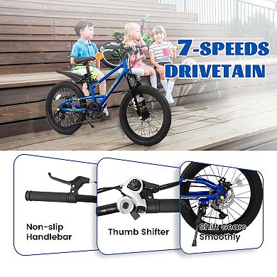 LOVMOR 20 Inch Kids Mountain Bike 612 Years 7 Speed Front Suspension