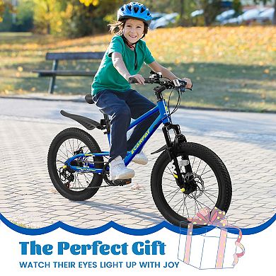 LOVMOR 20 Inch Kids Mountain Bike 612 Years 7 Speed Front Suspension