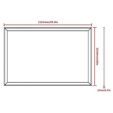 LOVMOR 60x40 Oversized Rectangle Bathroom Mirror Black Frame Wall Mounted Aluminum