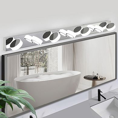LOVMOR 52 Modern 7 Light LED Vanity Light Chrome Acrylic Dimmable for Bathroom