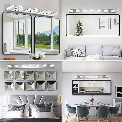 LOVMOR 52 Modern 7 Light LED Vanity Light Chrome Acrylic Dimmable for Bathroom