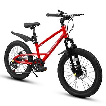 LOVMOR 20 Inch Kids Mountain Bike 6-12 Years 7 Speed Front Suspension