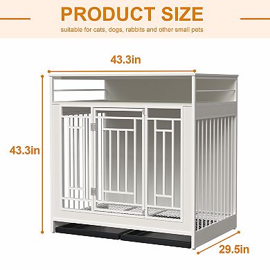 LOVMOR 43.3 inch Dog Crate Furniture for Large Dogs