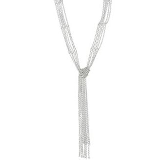Nine West Silver Tone Mesh Y-Necklace