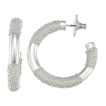 Nine West Mesh Chain Hoop Earrings