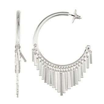 Nine West 70mm Fringe Hoop Earrings