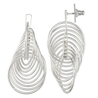 Nine West Silver Tone Ring Drop Earrings