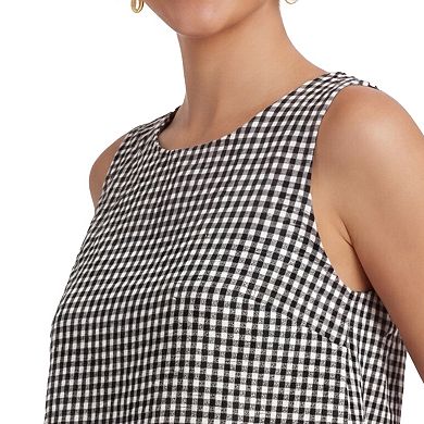 Women's Kittenish Gingham Linen Tank Top