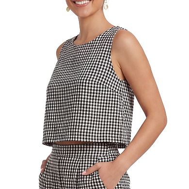 Women's Kittenish Gingham Linen Tank Top