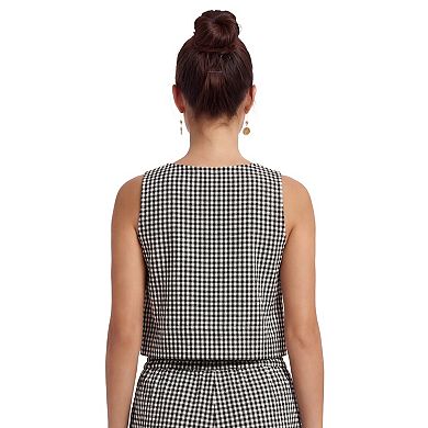 Women's Kittenish Gingham Linen Tank Top