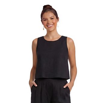 Women's Kittenish Gingham Linen Tank Top