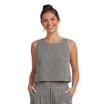 Women's Kittenish Gingham Linen Tank Top