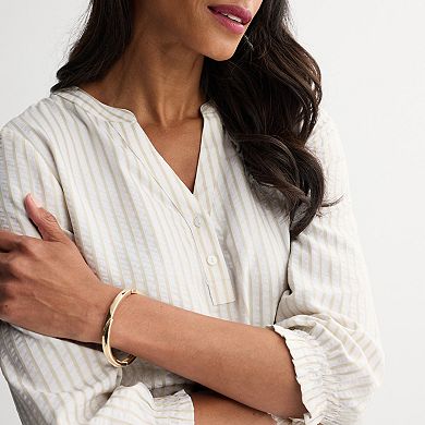 Women's Croft & Barrow® 3/4 Sleeve Y-Neck Blouse