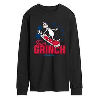 Men's Dr. Seuss Grinch Snowboarding Long Sleeve Graphic Tee