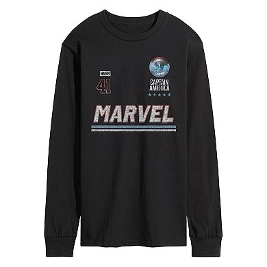 Men's Marvel Captain America Distressed Long Sleeve Graphic Tee