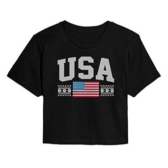 Juniors' USA Winter Sports Cropped Tee