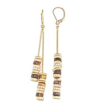 Nine West Gold Tone Beaded Linear Earrings