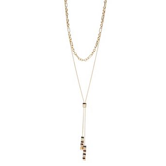 Nine West Gold Tone Double Strand Lariat Necklace
