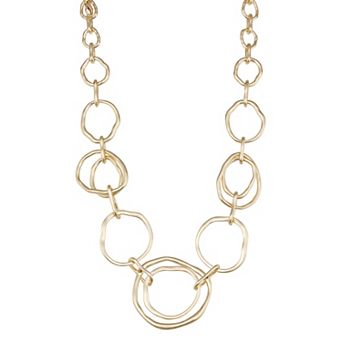 Nine West Gold Tone Ring Collar Necklace