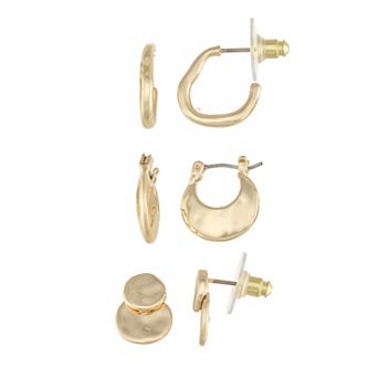 Nine West Gold Tone 3-Pair Earring Set