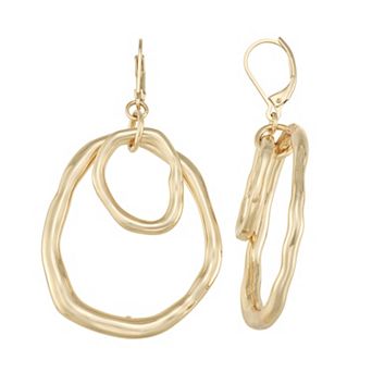 Nine West Gold Tone Organic Drop Earrings