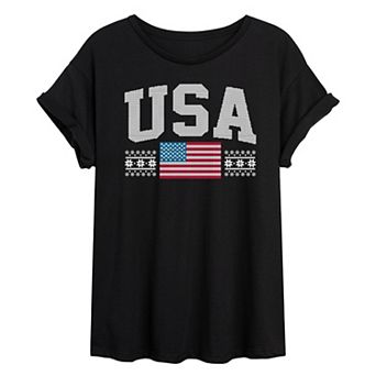 Juniors' USA Winter Sports Oversized Tee