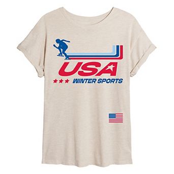 Juniors' USA Winter Sports Oversized Tee