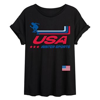 Juniors' USA Winter Sports Oversized Tee