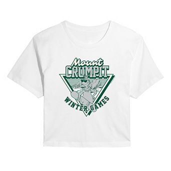 Juniors' Dr. Seuss The Grinch Mount Crumpit Winter Games Cropped Tee