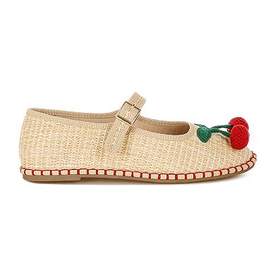 Rag & Co Brunch Date Women's Mary Jane Flats With Cherry Accent