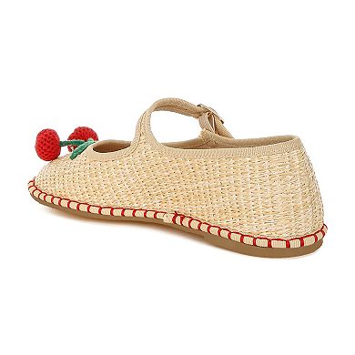 Rag & Co Brunch Date Women's Mary Jane Flats With Cherry Accent
