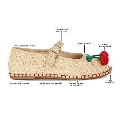 Rag & Co Brunch Date Women's Mary Jane Flats With Cherry Accent