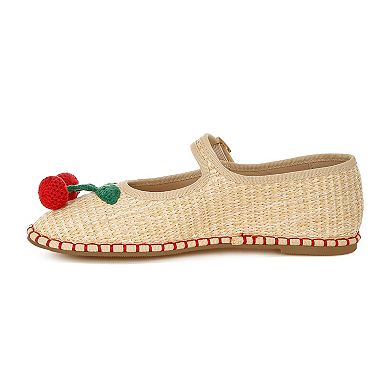Rag & Co Brunch Date Women's Mary Jane Flats With Cherry Accent