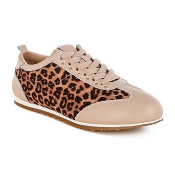 Rag & Co Narati Women's Real Leather Leopard Print Sneakers