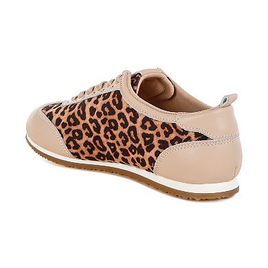 Rag & Co Narati Women's Real Leather Leopard Print Sneakers