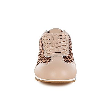Rag & Co Narati Women's Real Leather Leopard Print Sneakers