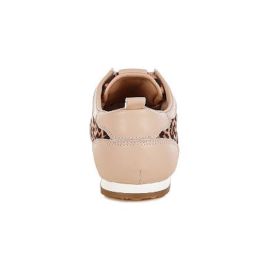 Rag & Co Narati Women's Real Leather Leopard Print Sneakers