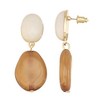 Emberly Gold Tone Bead Drop Earrings