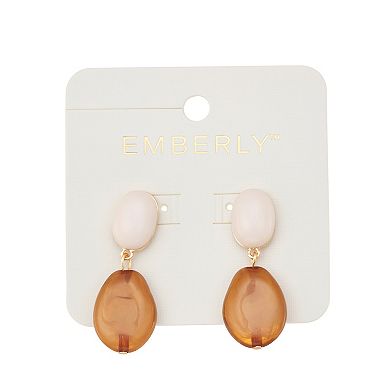 Emberly Gold Tone Bead Drop Earrings